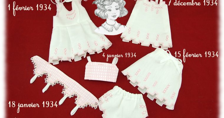 Reproduction parure de lingerie 1934 pour poupée Bleuette