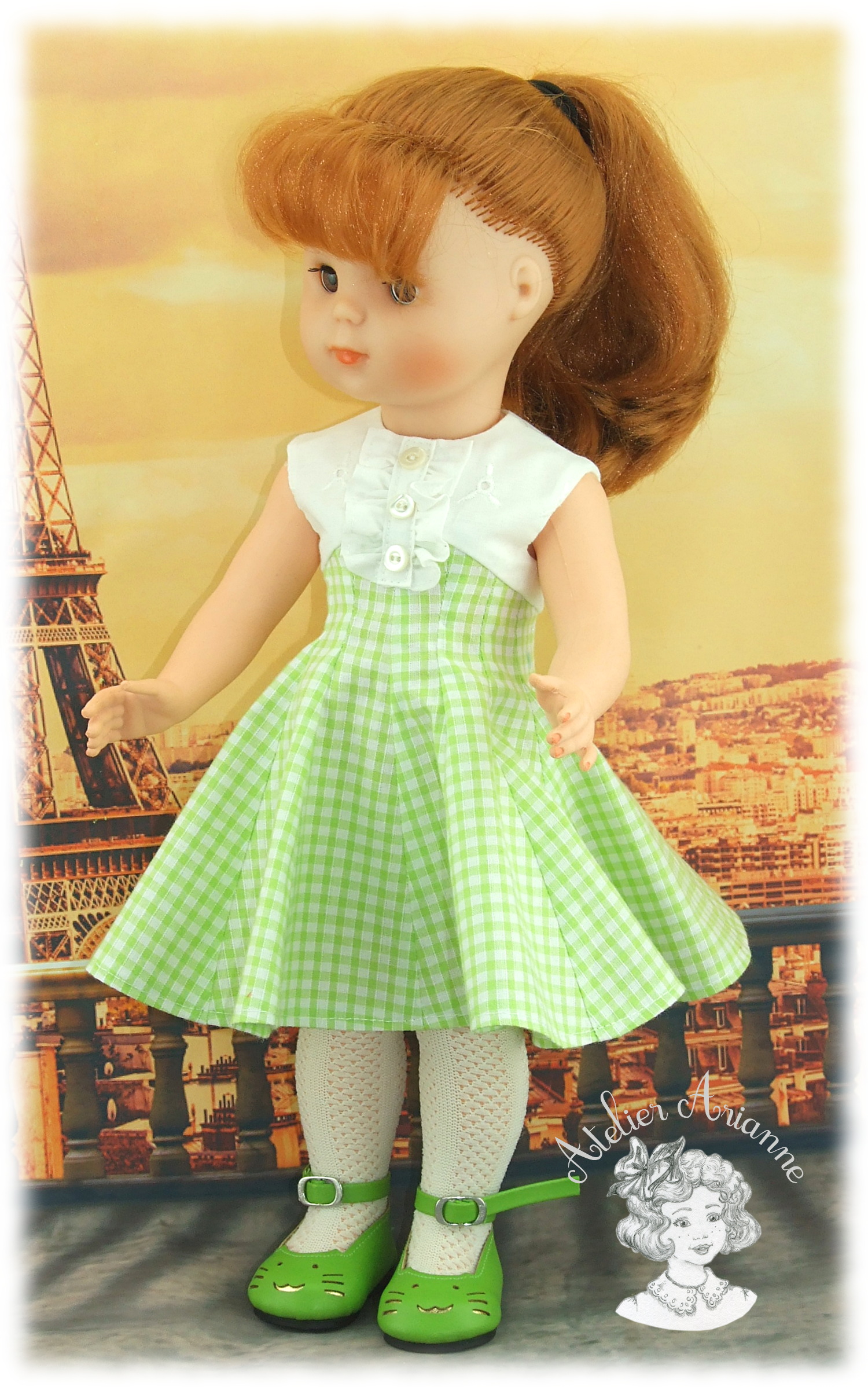 Parisienne, tenue pour poupée Elisabeth de Modes et Travaux
