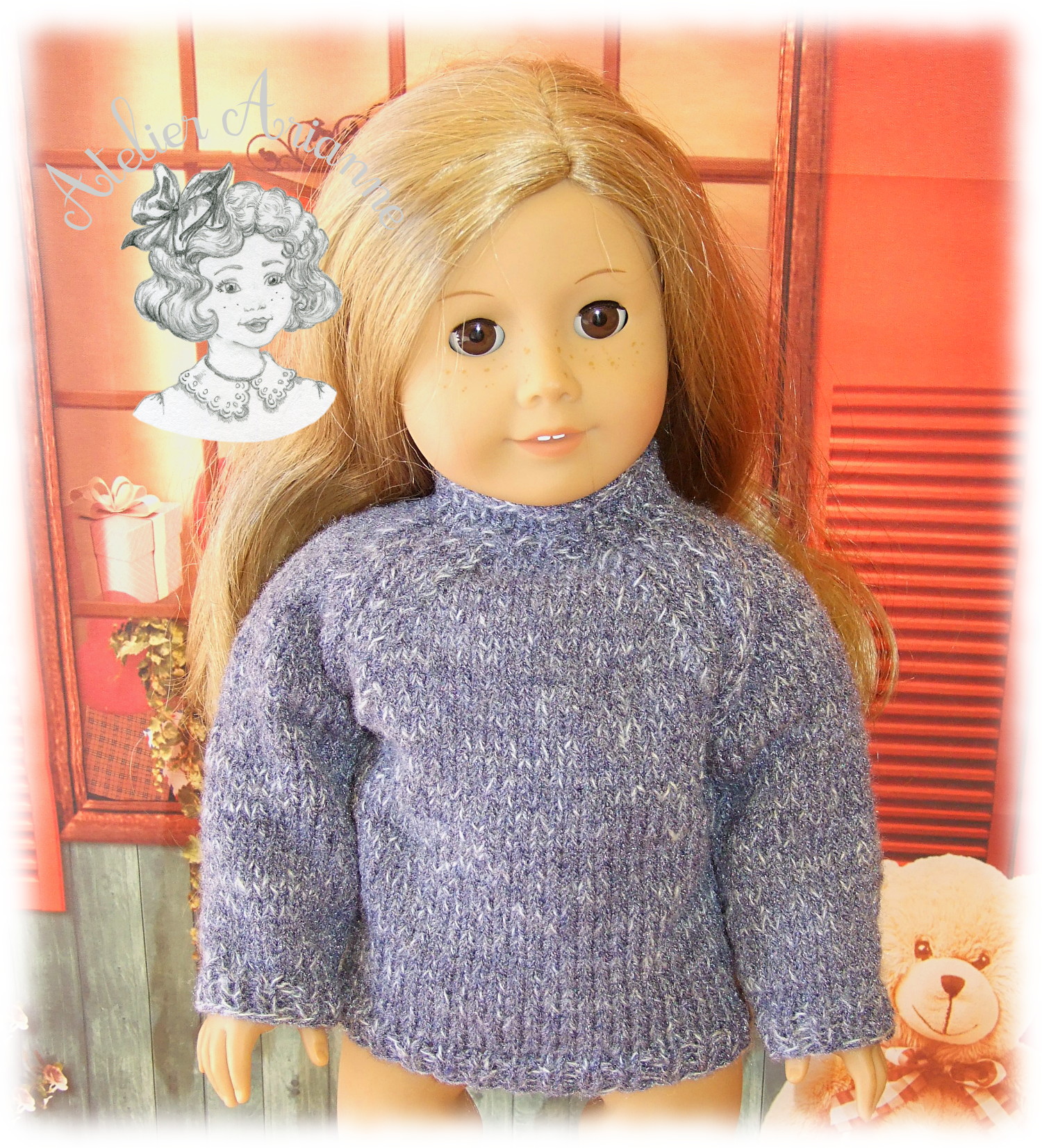 Pull pour poupée American Girl – gris chiné - Arianne - les poupées d'antan