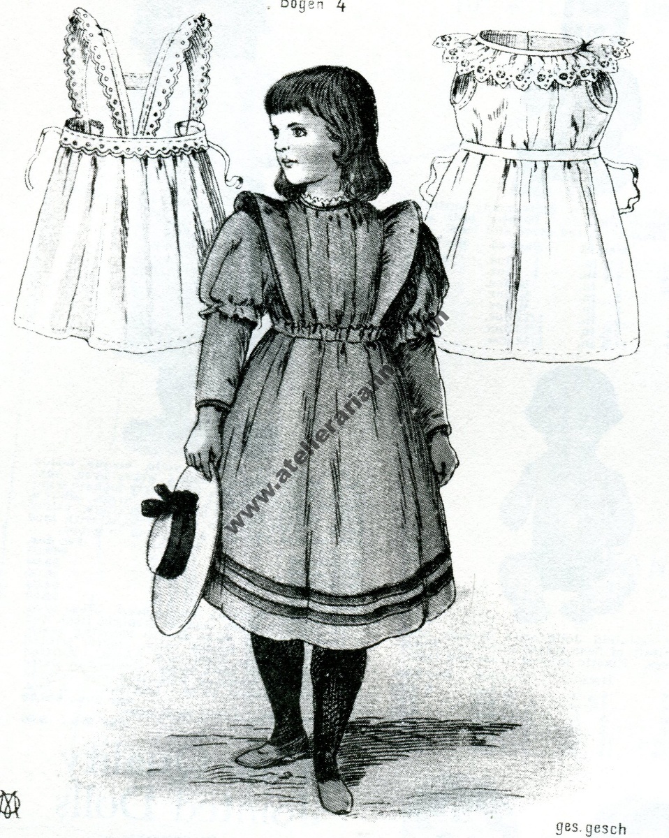 La mode pour poupées de 1900-1920 : robe, jupon et tablier