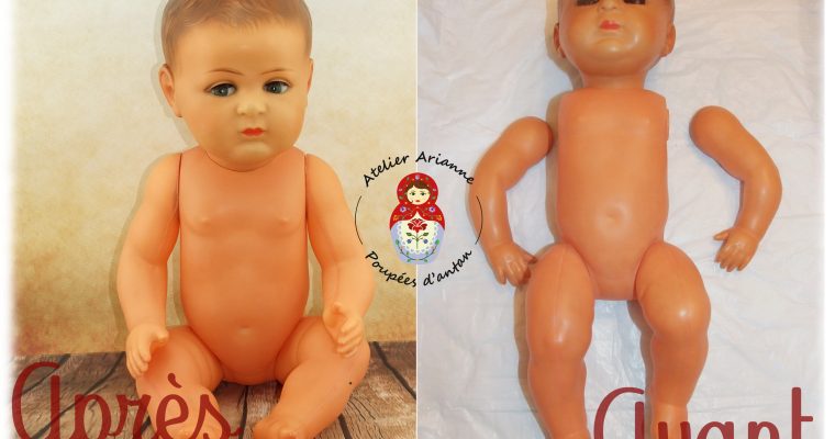 Clinique des poupées – la restauration du beau Baigneur SNF Jacky en celluloïd