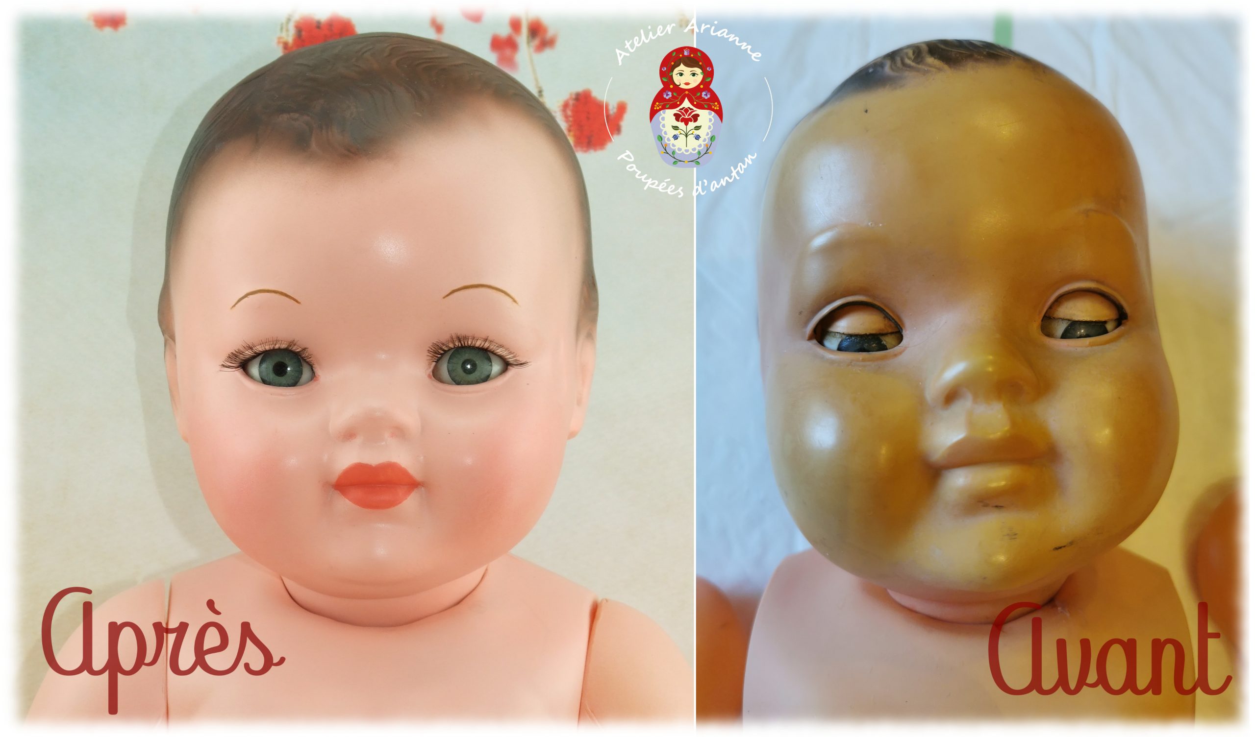Clinique des poupées , restauration complète du baigneur Baby Convert et sa description