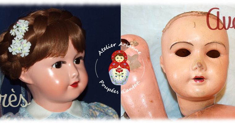 Clinique des poupées – restauration de la poupée SFBJ 301 Paris: coiffage et tenue
