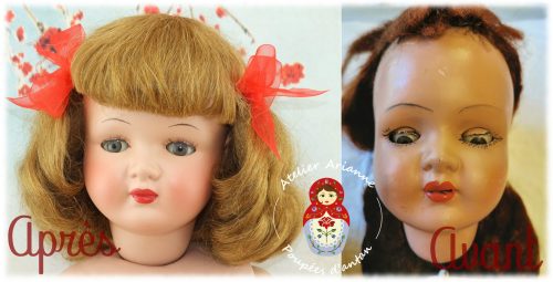 Clinique des poupées, restauration complexe d’une poupée Capi