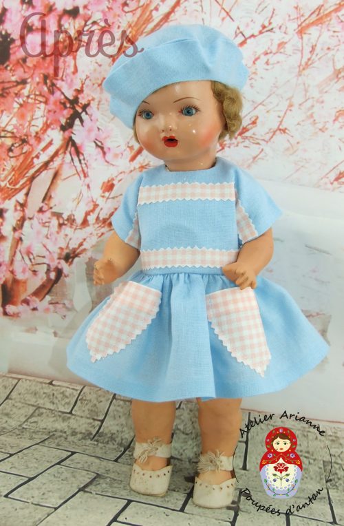 Clinique des poupées, restauration d’un bras d’une poupée en composite.