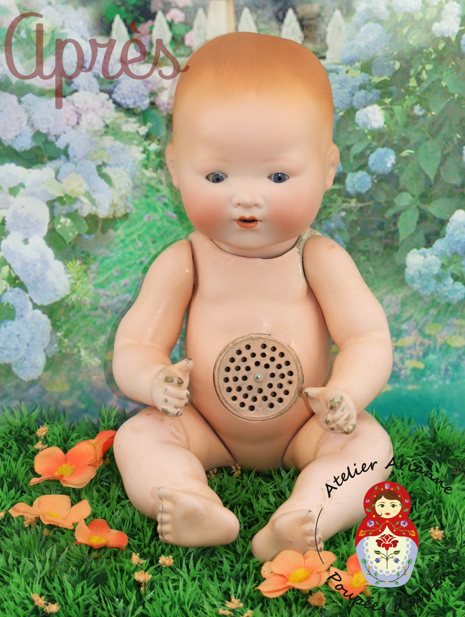 Clinique des poupées, bébé Armand Marseille, accident avec la tête