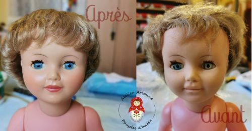 La clinique des poupées, restauration d’une Marie-Françoise aux cheveux courts