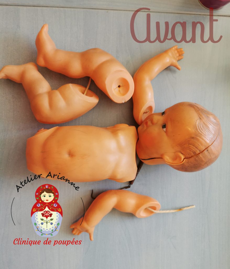 R&eacute;paration d'un baigneur Petitcollin en cellulo&iuml;d.