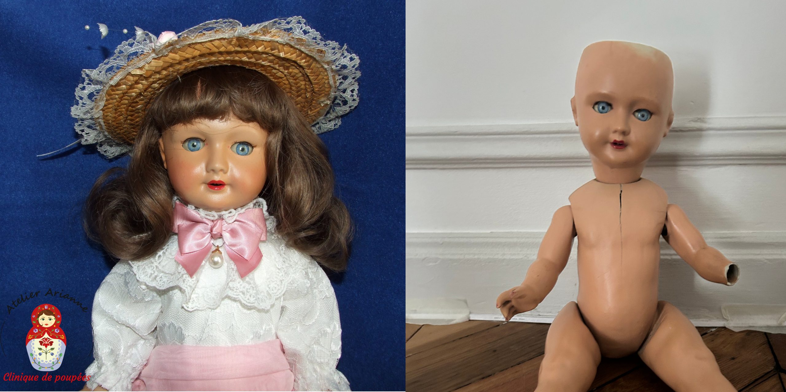 Clinique pour poupées – restauration complète des poupées en composite. Cadeau de Noël pour sa maman adorée de la part de sa fille.