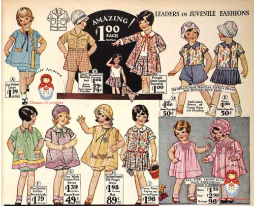 Vêtements d’époque pour les enfants et les poupées – été 1930