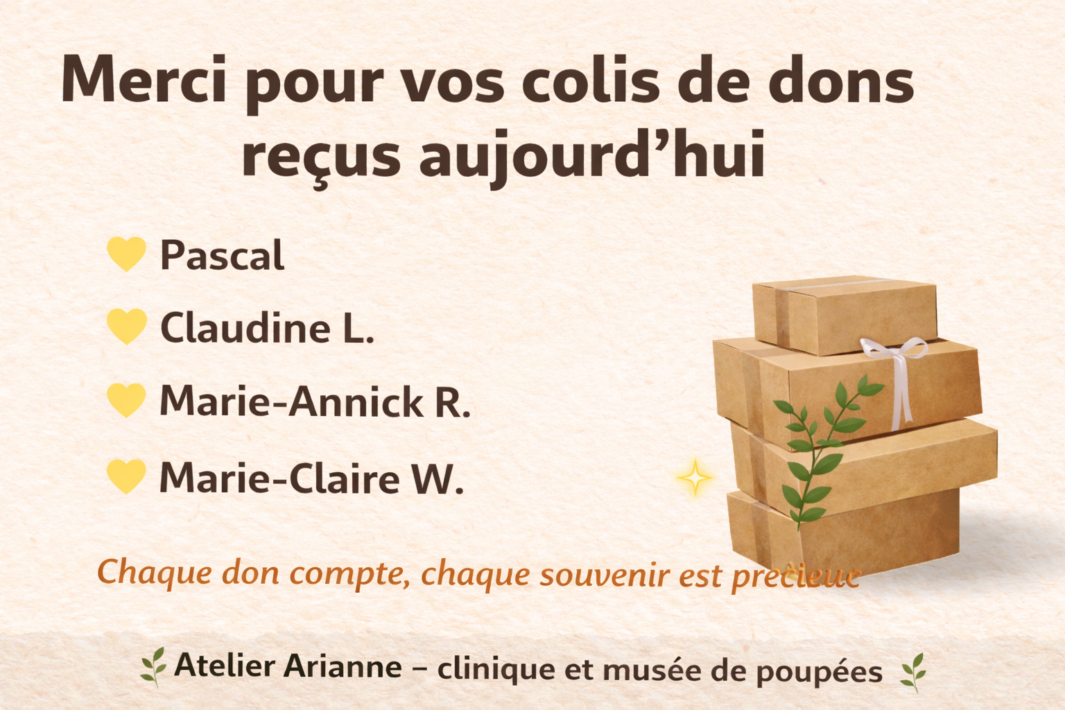 Dons de poupées anciennes reçus aujourd’hui – merci aux donateurs | Atelier Arianne