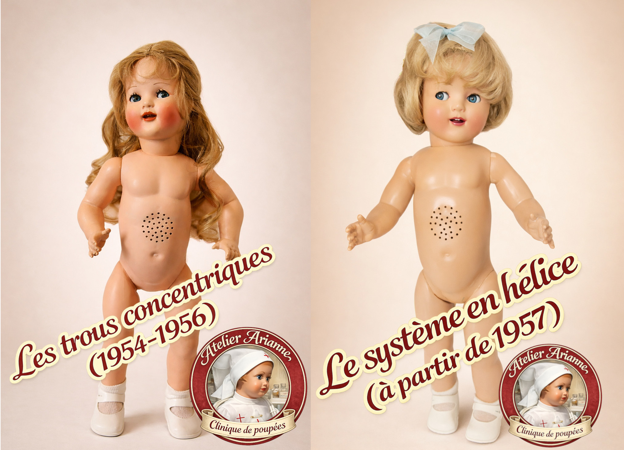 Nadine de Raynal : comparaison des systèmes sonores (1954–1957). Trous concentriques et système en hélice