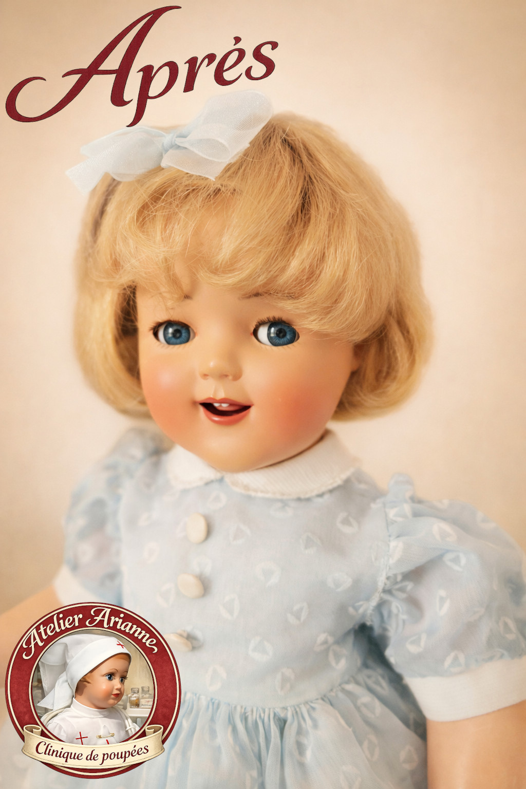 Poupée Raynal Nadine 48 cm (1957) – restauration complète et évolution du modèle