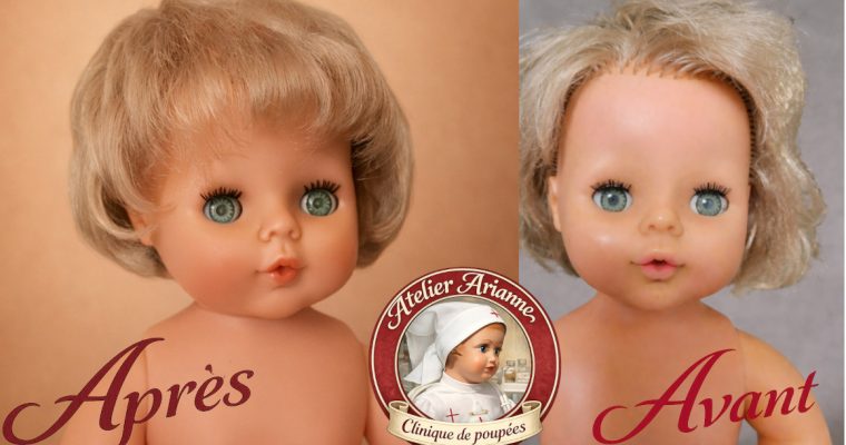 ✨ Restauration d’une poupée Tinnie Raynal : regard retrouvé et vinyle éclairci ✨