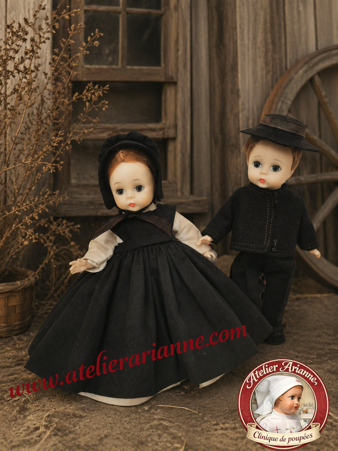 Restauration poupées Amish Madame Alexander (années 1960) – analyse complète et histoire familiale