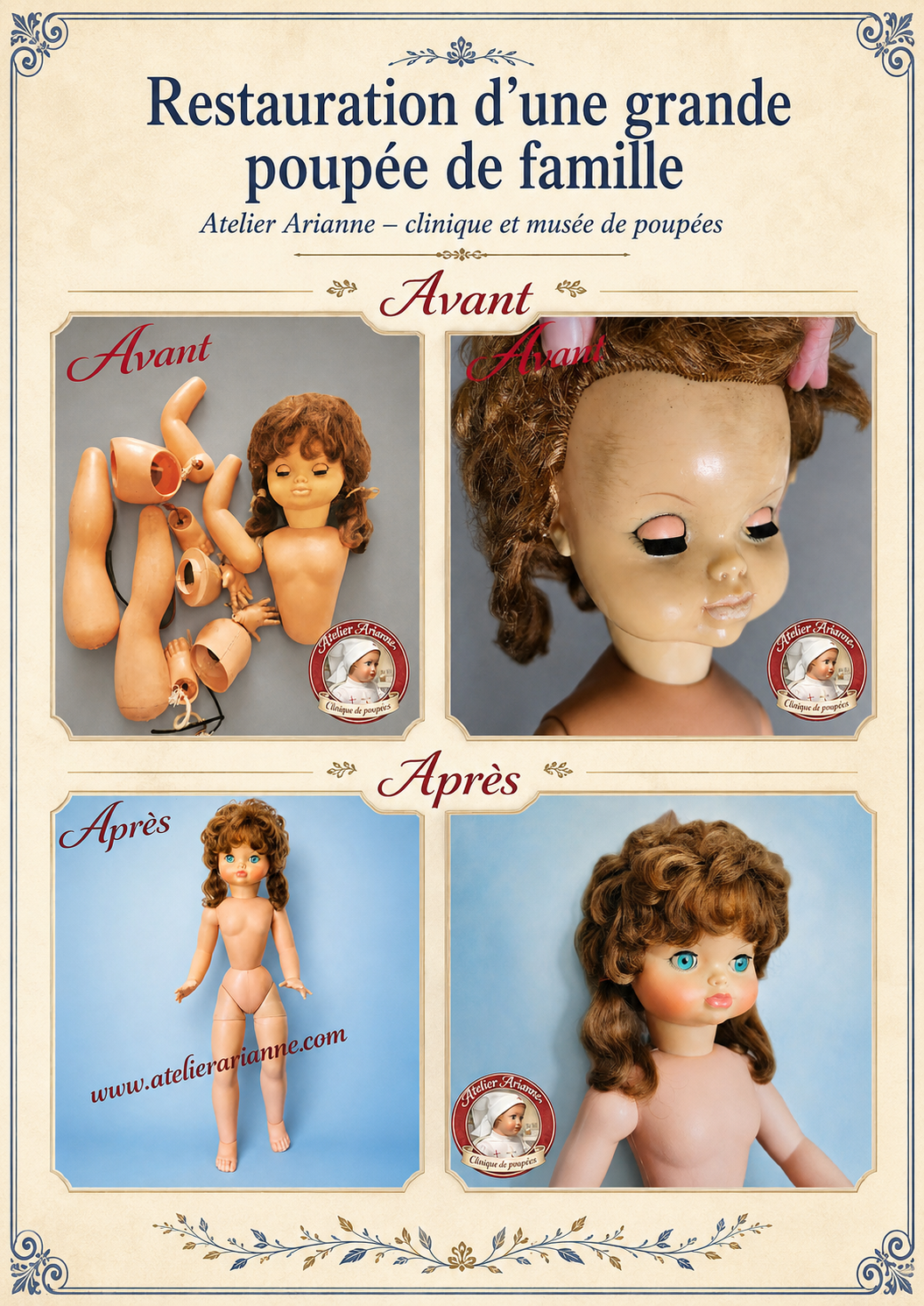 ❤️ Restauration d’une grande poupée de famille mystérieuse ❤️