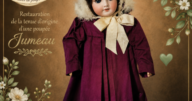 🌿 Restauration de la tenue d’origine d’une poupée Jumeau ancienne