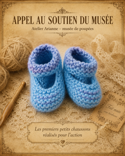 Les premiers petits chaussons réalisés pour l’action de soutien du musée