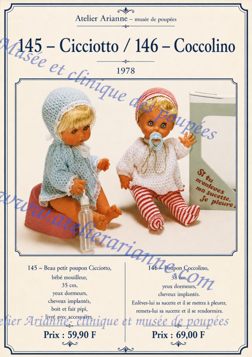 💙 Tous ensemble dans la vie du musée 💙📚 Cicciotto et Coccolino dans un catalogue de poupées de 1978 partagé par Louise