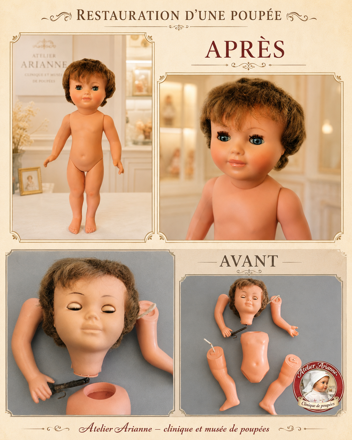 ✨ Restauration d’une poupée Marie-Françoise de Modes et Travaux – Petitcollin