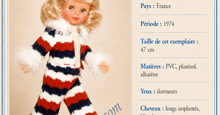 Edith de Bella – une poupée marcheuse de 1974 dans les fiches du musée Atelier Arianne