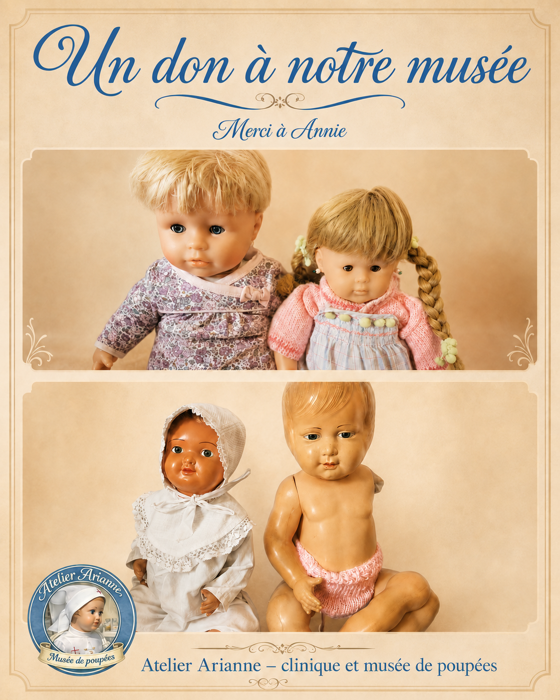 🎁 Don de poupées Corolle et Petitcollin au musée Atelier Arianne