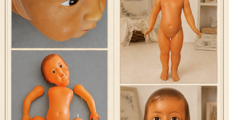 ✨ Restauration d’une poupée Josette en celluloïd à la clinique de poupées Atelier Arianne ✨