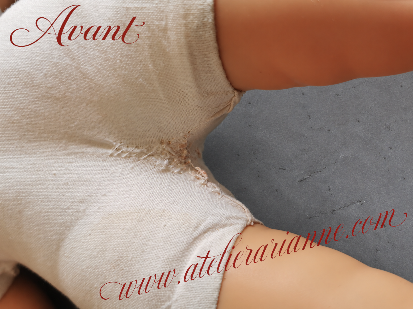 Une couture du corps en tissu nécessitait une reprise.