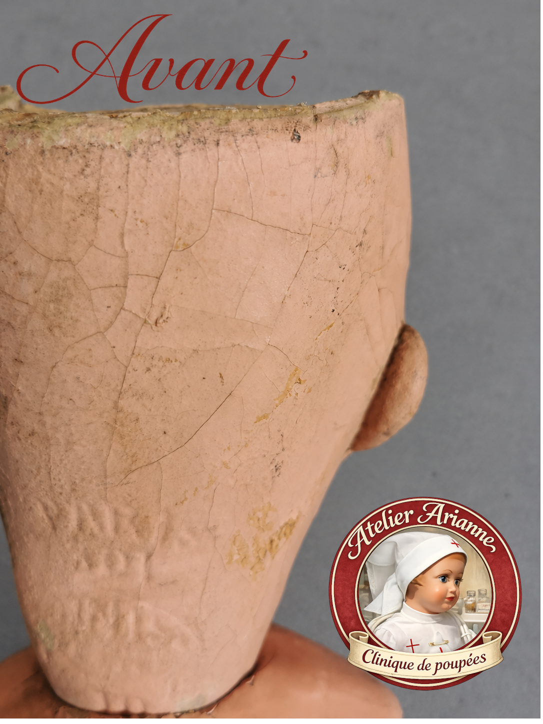 Détail de la surface et du marquage avant restauration.