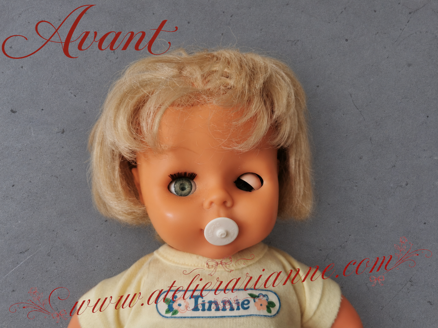 Vue d’ensemble avant le nettoyage et la réparation des yeux.